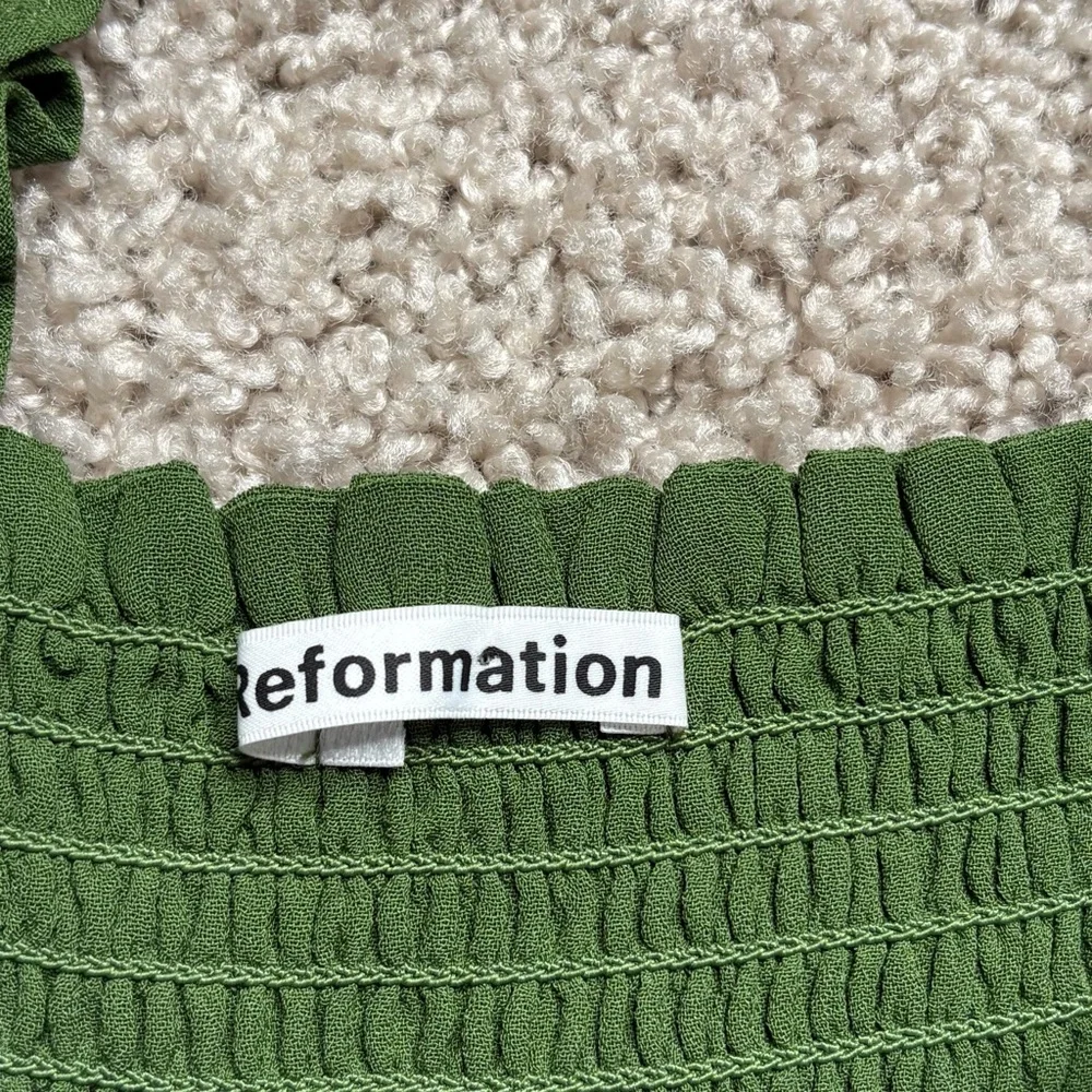 Reformation Pinto Smocked Square Neck Long Sleeve